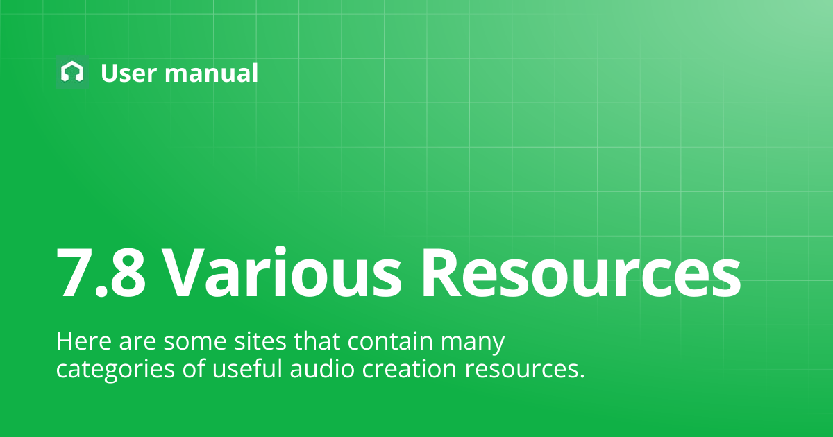 7.8 Various Resources | Ver1.2.1 / 日本語 | User manual